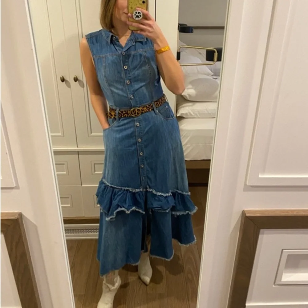 FREE PEOPLE Beau Denim Dress S - Picture 4 of 12
